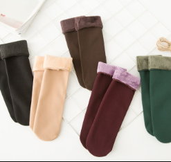 THERMOSOCKS, les chaussettes thermiques à intérieur velours - Set 5 paires (1 paire Rouge, 1 paire Vert, 1 paire Noir, 1 paire Marron, 1 paire Chair)