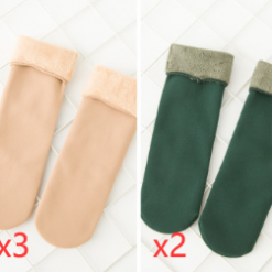 THERMOSOCKS, les chaussettes thermiques à intérieur velours - Set 5 paires (3 paires Chair, 2 paires Vert)